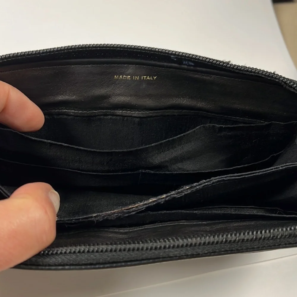 Chanel Classic Black Caviar Leather Long Clutch Zip Around Wallet